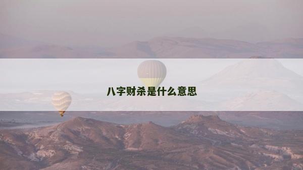 八字財殺是什么意思