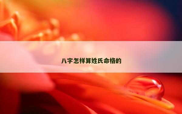 八字怎樣算姓氏命格的