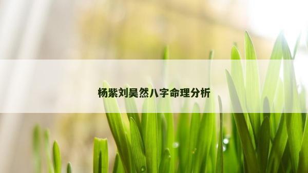 楊紫劉昊然八字命理分析