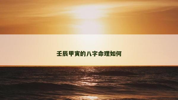 壬辰甲寅的八字命理如何
