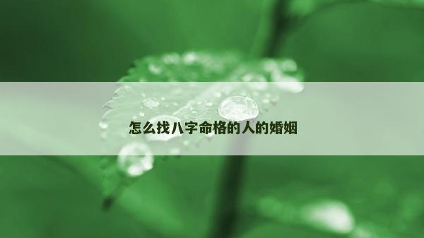 怎么找八字命格的人的婚姻 怎么找八字命格的人的婚姻