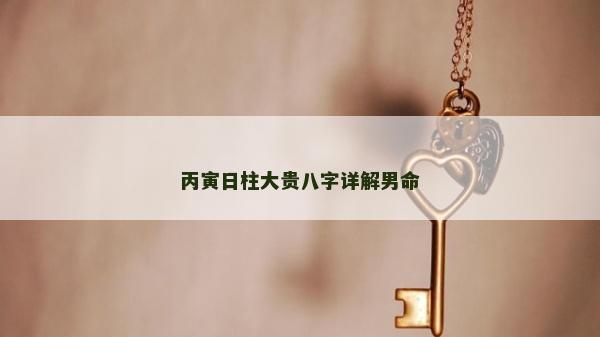丙寅日柱大貴八字詳解男命 丙寅日柱大貴八字詳解男命