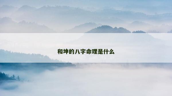 和坤的八字命理是什么