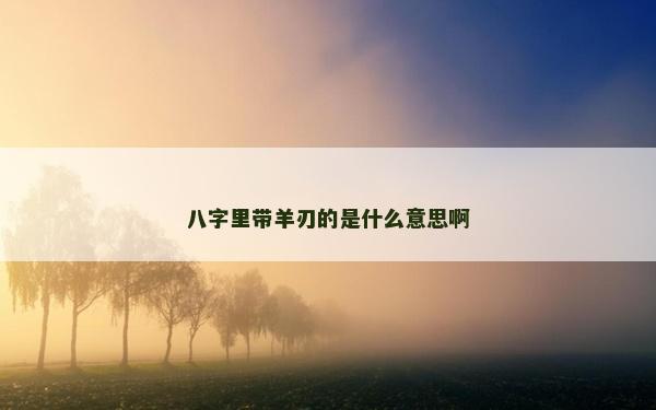 八字里帶羊刃的是什么意思啊