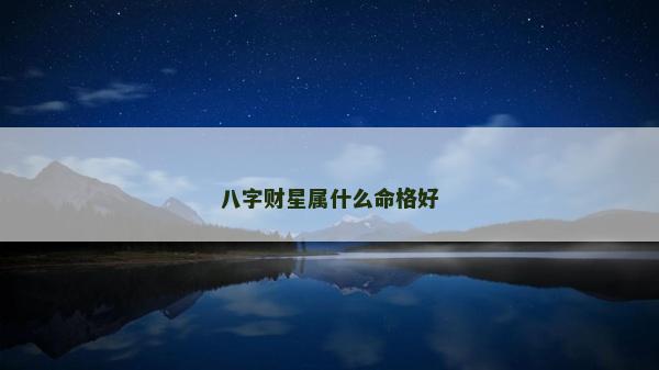 八字財星屬什么命格好
