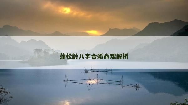 蒲松齡八字合婚命理解析