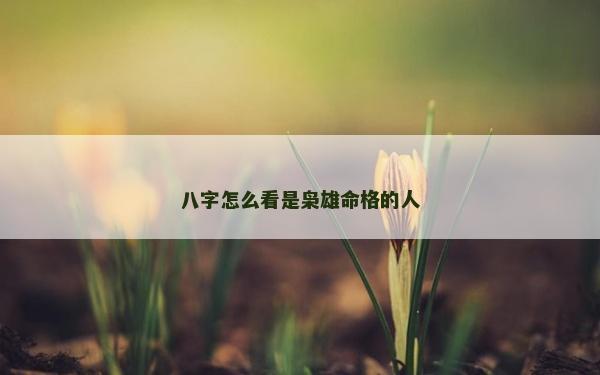 八字怎么看是梟雄命格的人