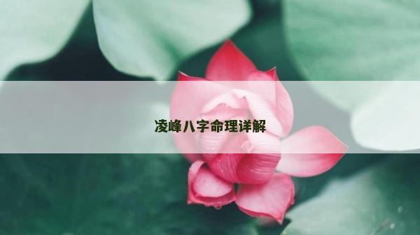 凌峰八字命理詳解