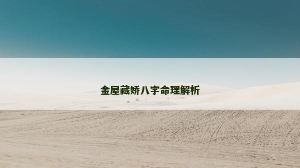 金屋藏嬌八字命理解析