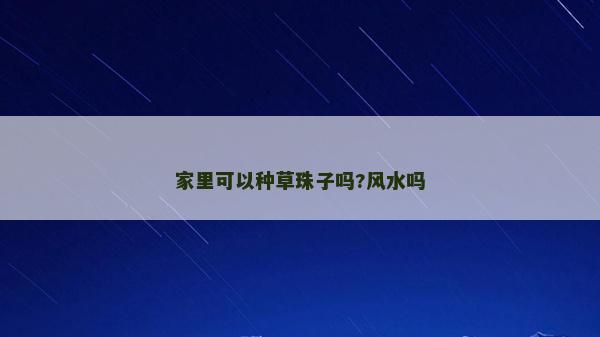 家里可以種草珠子嗎?風水嗎