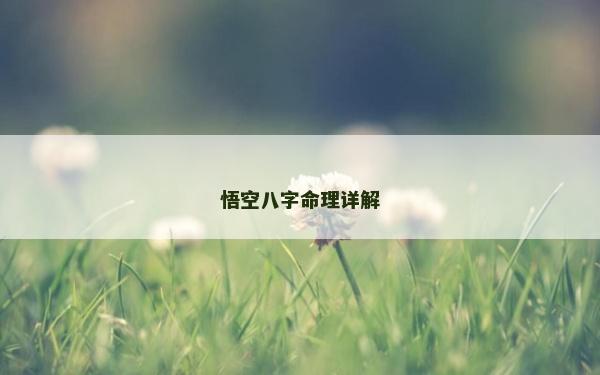 悟空八字命理詳解