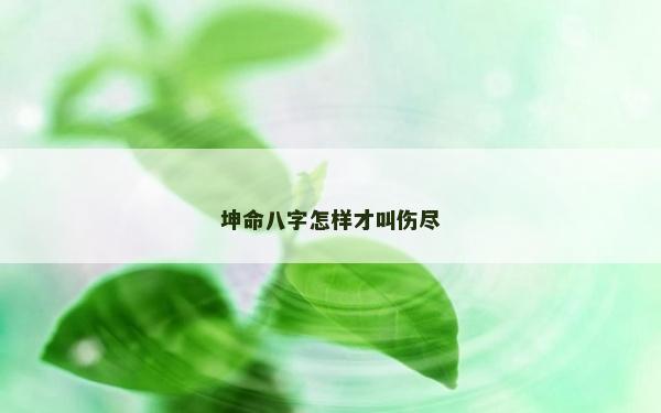 坤命八字怎樣才叫傷盡