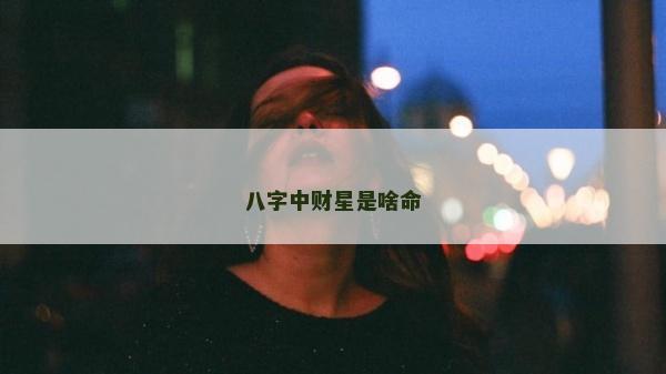 八字中財星是啥命