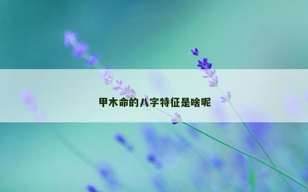 甲木命的八字特征是啥呢 甲木命的八字特征是啥呢