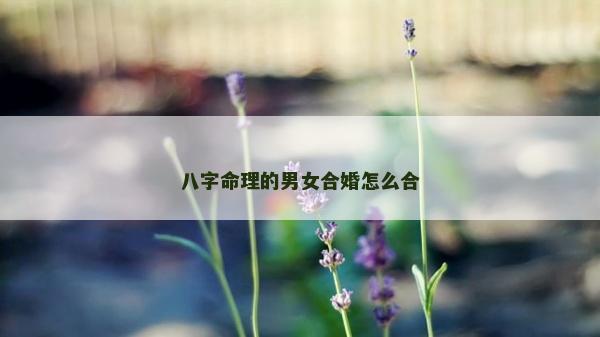 八字命理的男女合婚怎么合