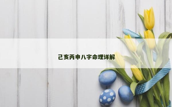 己亥丙申八字命理詳解