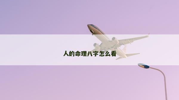 人的命理八字怎么看