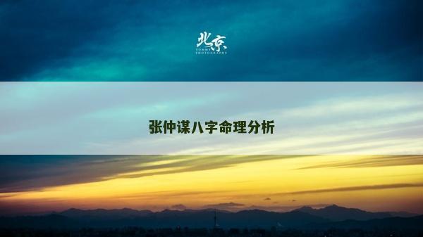 張仲謀八字命理分析
