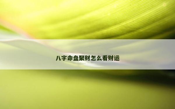 八字命盤聚財怎么看財運(yùn)