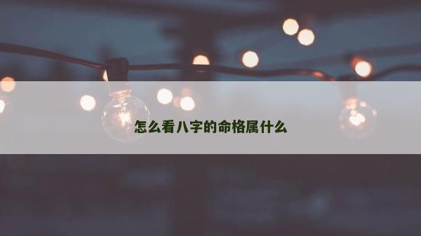怎么看八字的命格屬什么