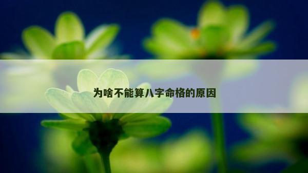 為啥不能算八字命格的原因 為啥不能算八字命格的原因