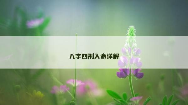 八字四刑入命詳解