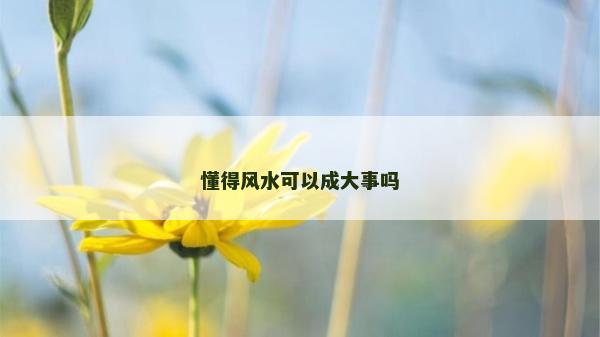 懂得風水可以成大事嗎