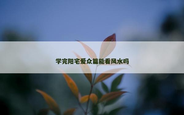 學完陽宅愛眾篇能看風水嗎