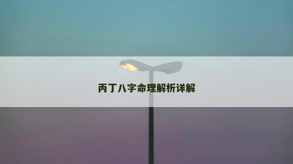 丙丁八字命理解析詳解