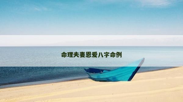 命理夫妻恩愛八字命例