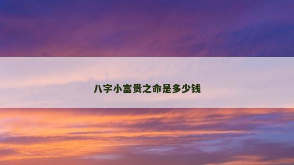 八字小富貴之命是多少錢