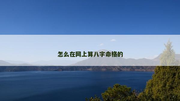 怎么在網上算八字命格的