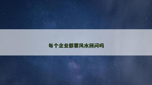 每個(gè)企業(yè)都要風(fēng)水顧問(wèn)嗎