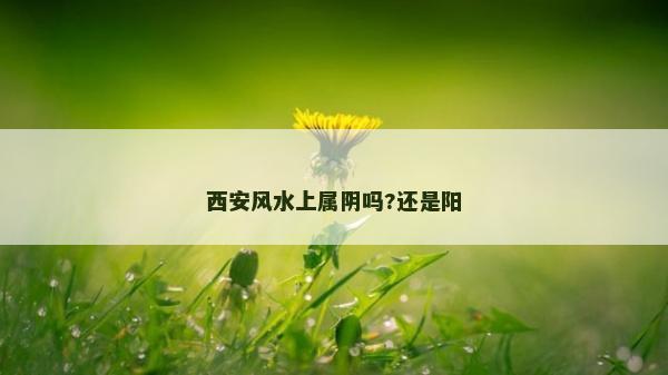 西安風(fēng)水上屬陰嗎?還是陽