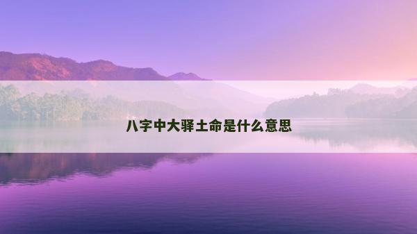 八字中大驛土命是什么意思 八字中大驛土命是什么意思