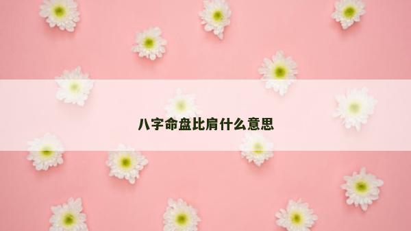 八字命盤比肩什么意思