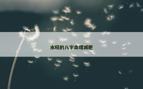 水旺的八字命理減肥